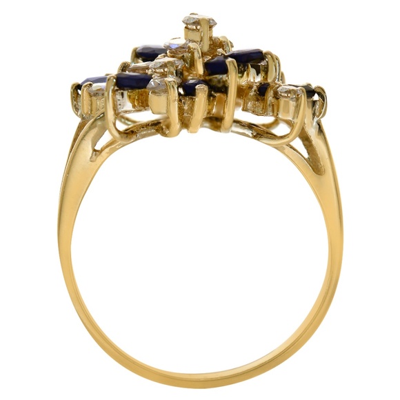 0.90 Carat Sapphire & 0.60 Ct Diamond Cluster Ring - Picture 3 of 3